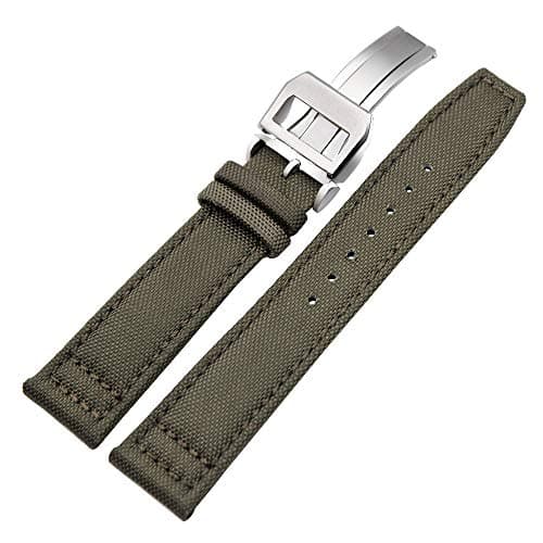 Canvas Nylon Genuine Leather Watch Band Replacement Wrist Band with Butterfly Development Folding Clasp Buckle Sports Military Retro Men Watchbands