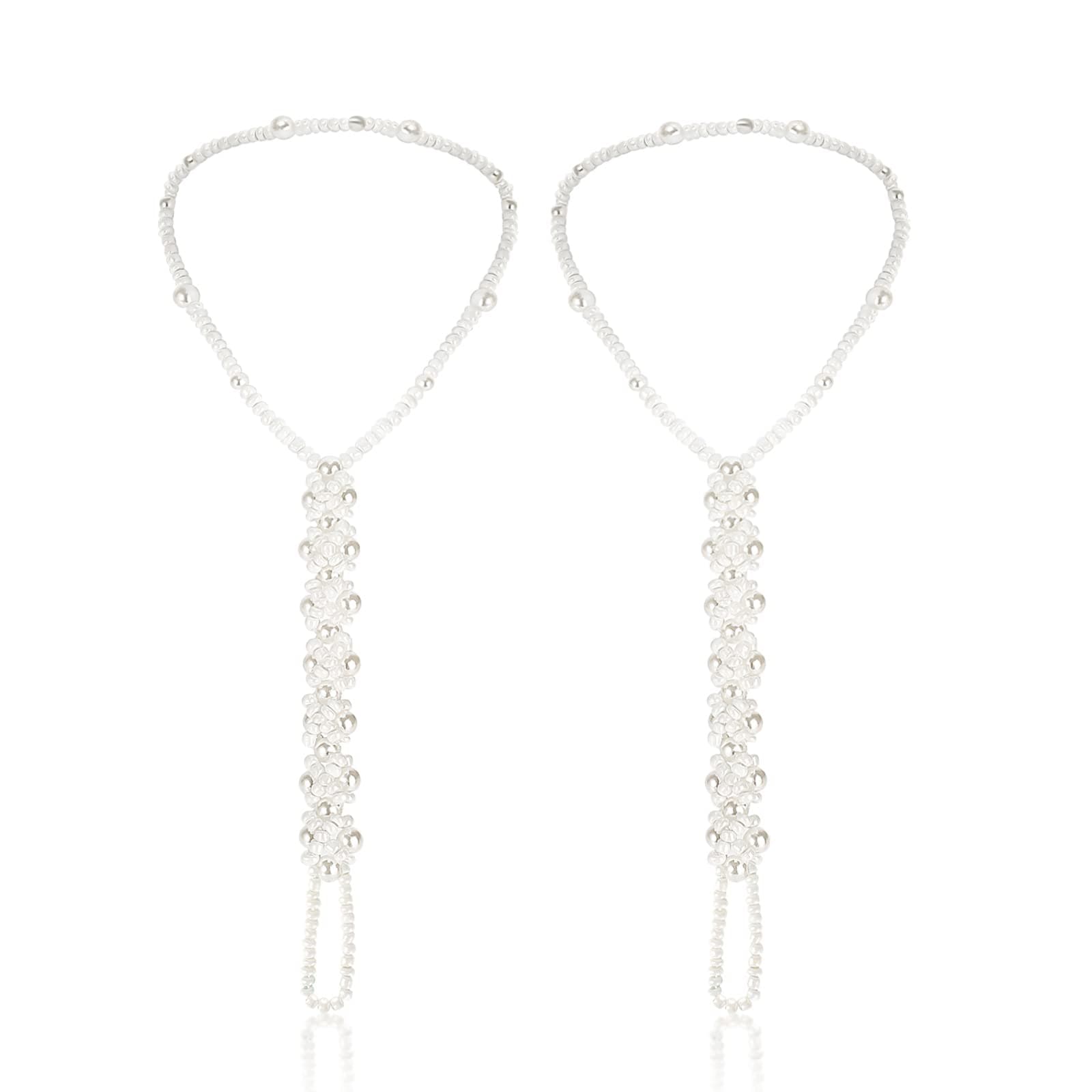 Pearl Barefoot Foot Jewelry Anklet for Sandals& Beach Wedding(1 Pair)