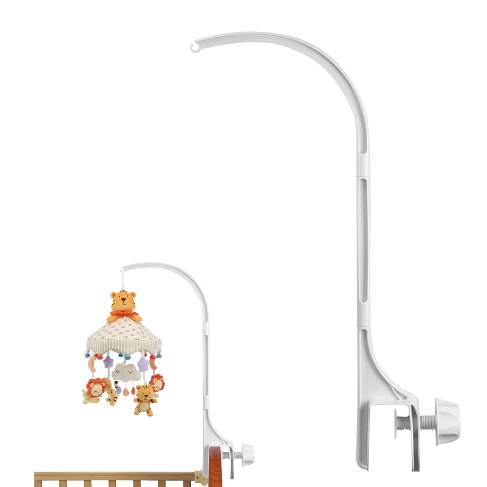 24 Inch Baby Crib Mobile Bed Bell Holder Hanging Arm Bracket Infant Bed Decoration Rotating Nut Screw Adjustable Arm Bracket Gift for Newborn Install on Baby Bed Room Decor(White)
