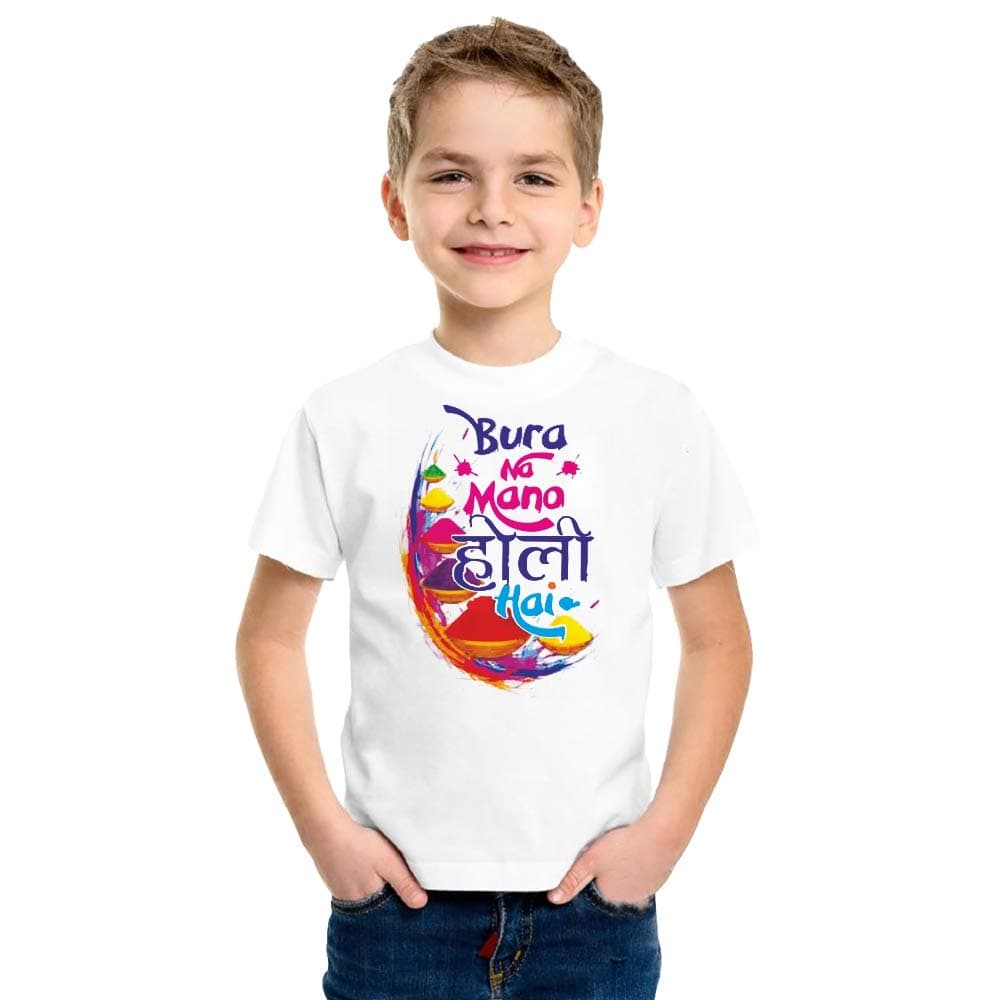 TOXI Holi T-Shirt for Kids Printed Bura Na Mano Holi Hai Colorful Design T-Shirts