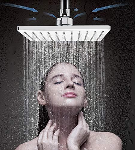 Solid Brass Overhead Slim Shower with Rub-bit Cleaning System (12 X 12 Inches)