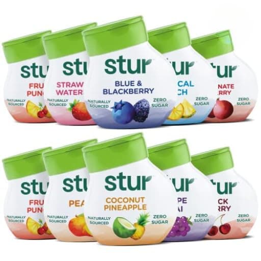 Stur Liquid Water Enhancer | The Ultimate 10-Pack Variety Pack | Naturally Sweetened | High in Vitamin C & Antioxidants | Sugar Free | Zero Calories | Keto | Vegan | 10 Bottles, Makes 240 Drinks | Naturally Sweetened, Sugar Free, Zero Calories, Keto, Vegan