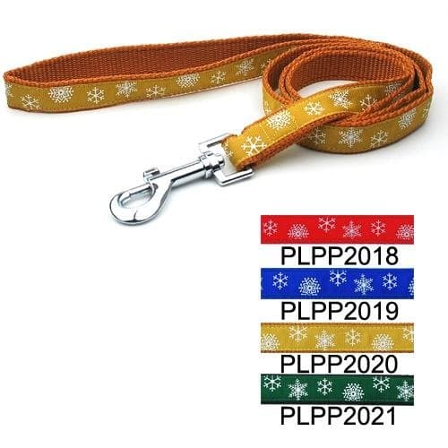 Yellow Christmas Snowflake Dog Leash 1" Large