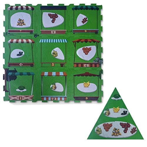 Red Suricata Baby Play Mats for Infants – 2 in 1 Baby Playmat for Toddlers, Kids - Educational Multicolor Foam Jigsaw Puzzle Playing Baby Floor Mats (Fruit Market)