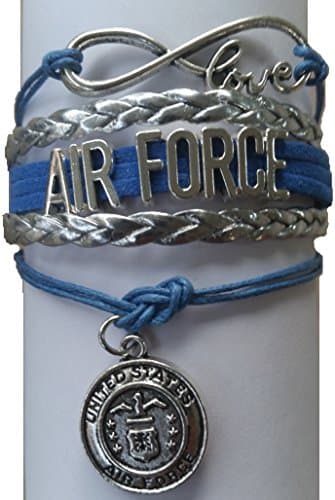 GeauxDat Collectibles Infinity Love Department Defense Army/Navy/Police/Air Force/Fire/Police Wife/Mom/Marines Career Bracelet~10 styles (Air Force)