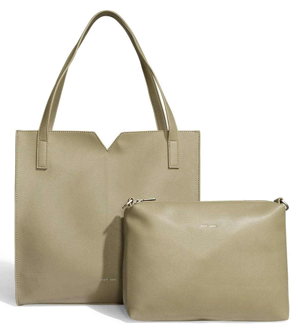 Pixie Mood Alicia II Lightweight Vegan Leather Tote -With Crossbody Bag (Sage)