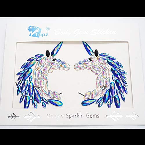 breast gem stickers body makeup rhinestone pasties face mask festival body jewels nipple sticker unicorn temporary tattoo sticker for halloween Festival