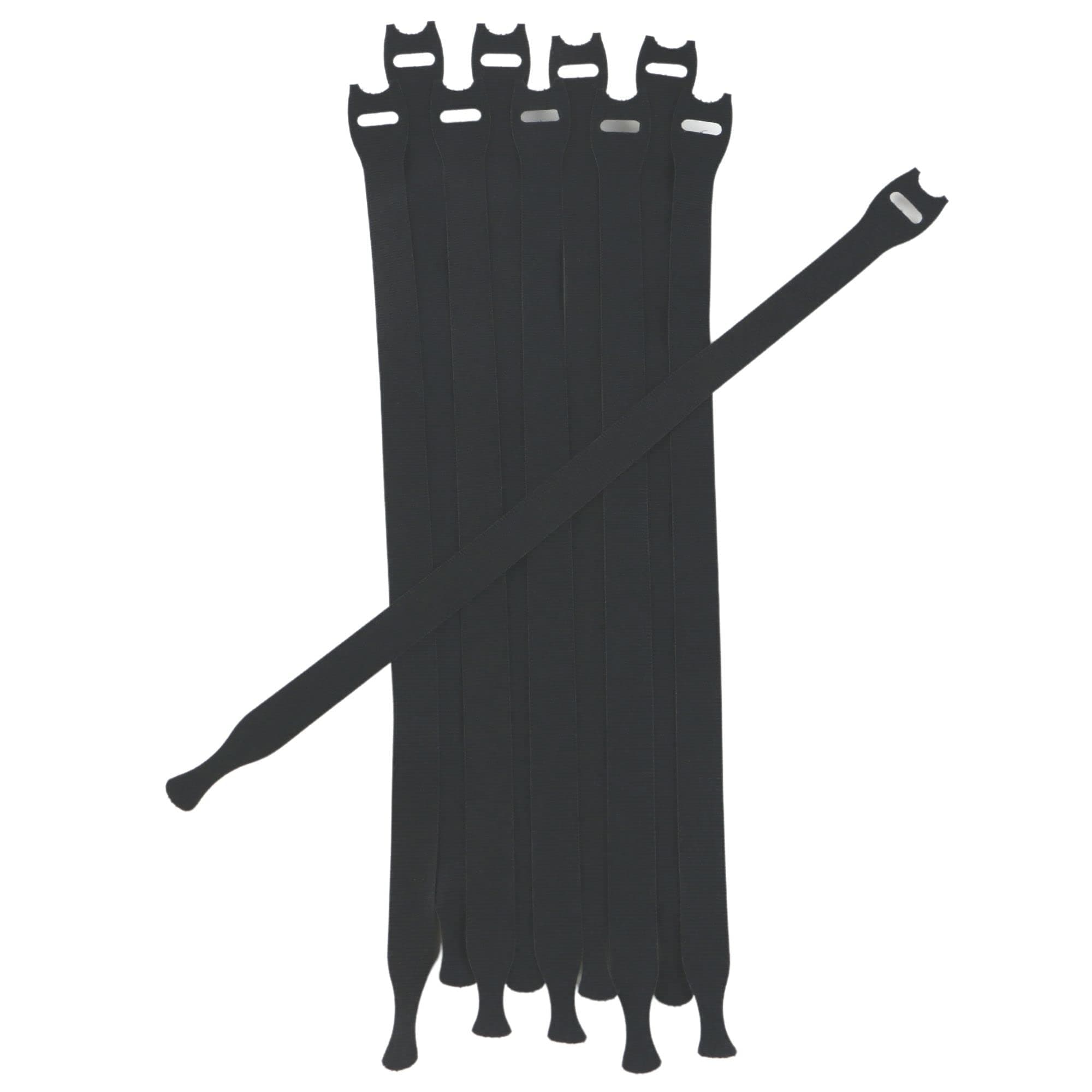FindTapeHook-N-Loop Quick Tie Cable Ties: 3/4 in. x 12 in. (Black) / 10 Straps