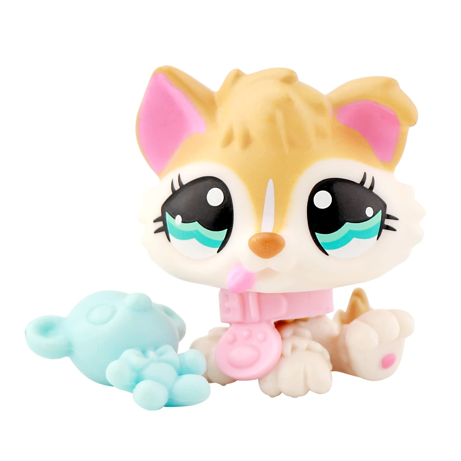 LPS Yellow Baby Husky Rare LPS with lps Accessories Bear and Collor Rare Old LPS Collectable Pets Small Littlest Pet (Yellow Baby Husky)