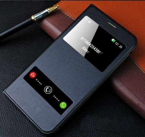 HITFIT Double Window PU Leather Flip Cover Case for Samsung Galaxy Note 8 -Black