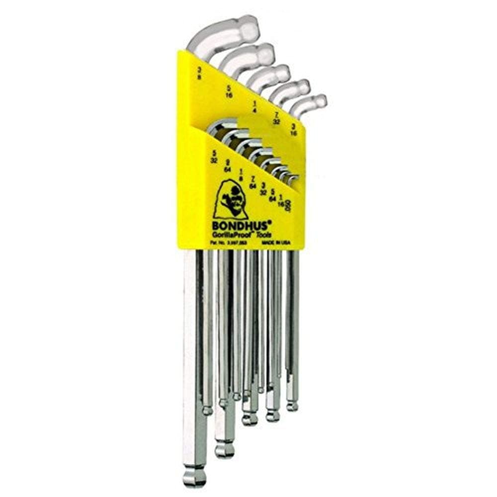 Bondhus 77037 Stubby Dbl Ball End L-Wrench Set w/BriteGuard&Extra Long Arm,13 PC