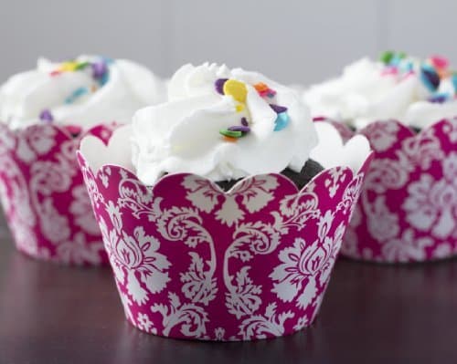Hot Pink Damask Cupcake Wrappers, 12 Count