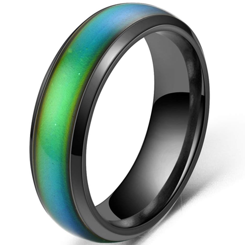 Jude Jewelers 4mm Stainless Steel Temperature Sensative Color Changing Wedding Band Mood Ring