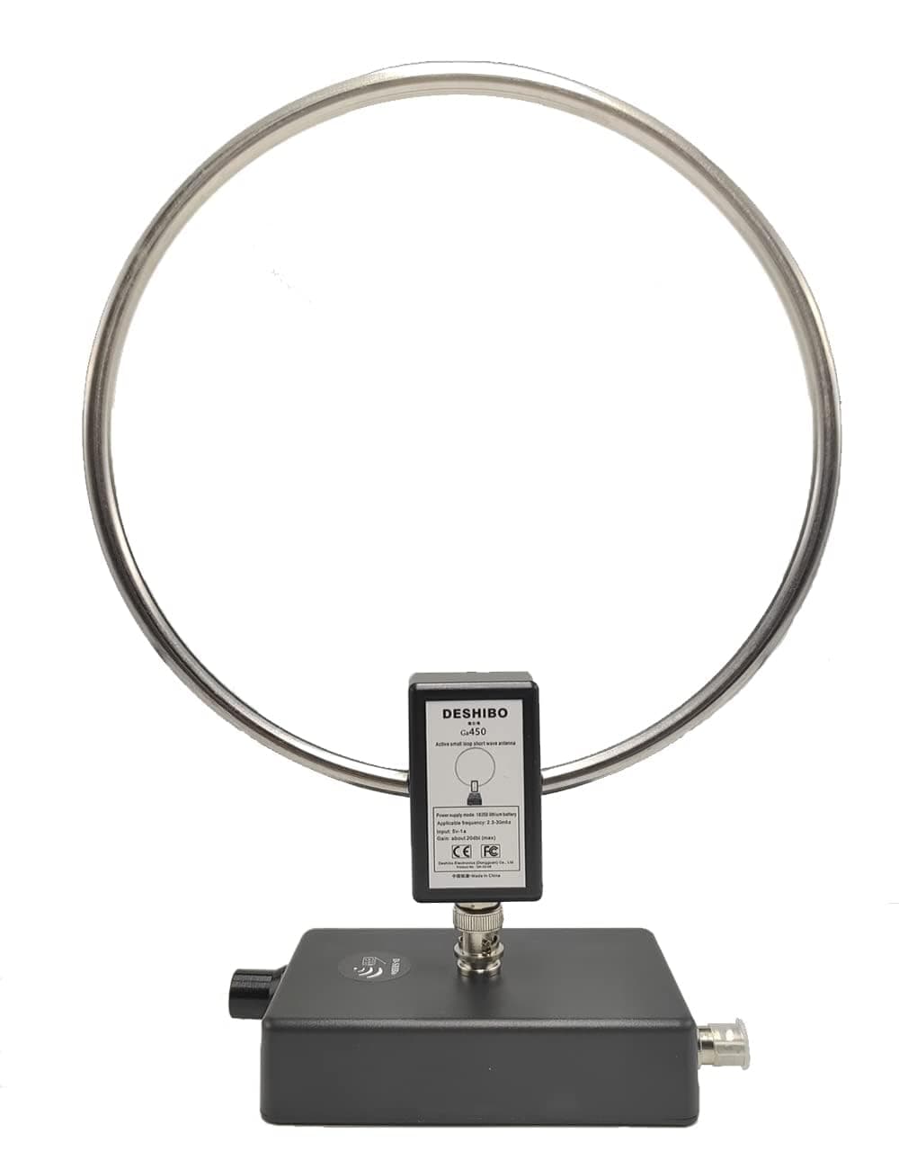 GA450 Loop Antenna, GOOZEEZOO Active Shortwave Radio Antenna with BNC Cable HF Antenna SW 2.3-30MHz MW 522-1710KHz Portable Receiving for Ham Radio