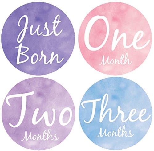 Belly Doodles 16 Baby Month Stickers for Girls Fake Watercolor 3.94inch (1-12 Months)
