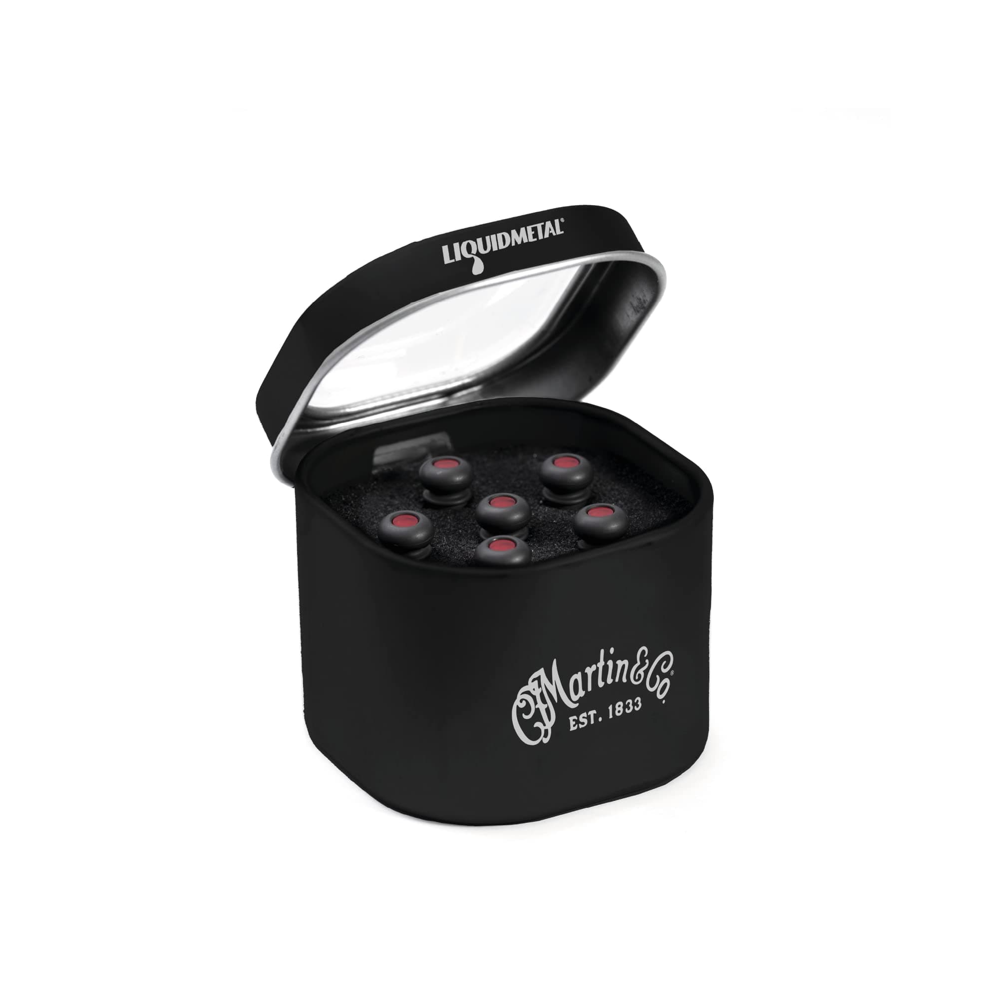 C.F Martin Bridge Pins - Liquid Metal - Grey/Red Inlay - 6 Tin