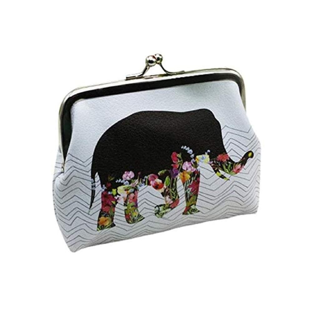 Womens Wallet, Vintage Women Handbag Elephant Wallet Card Holder Coin Purse Clutch Handbag White Xizhendai