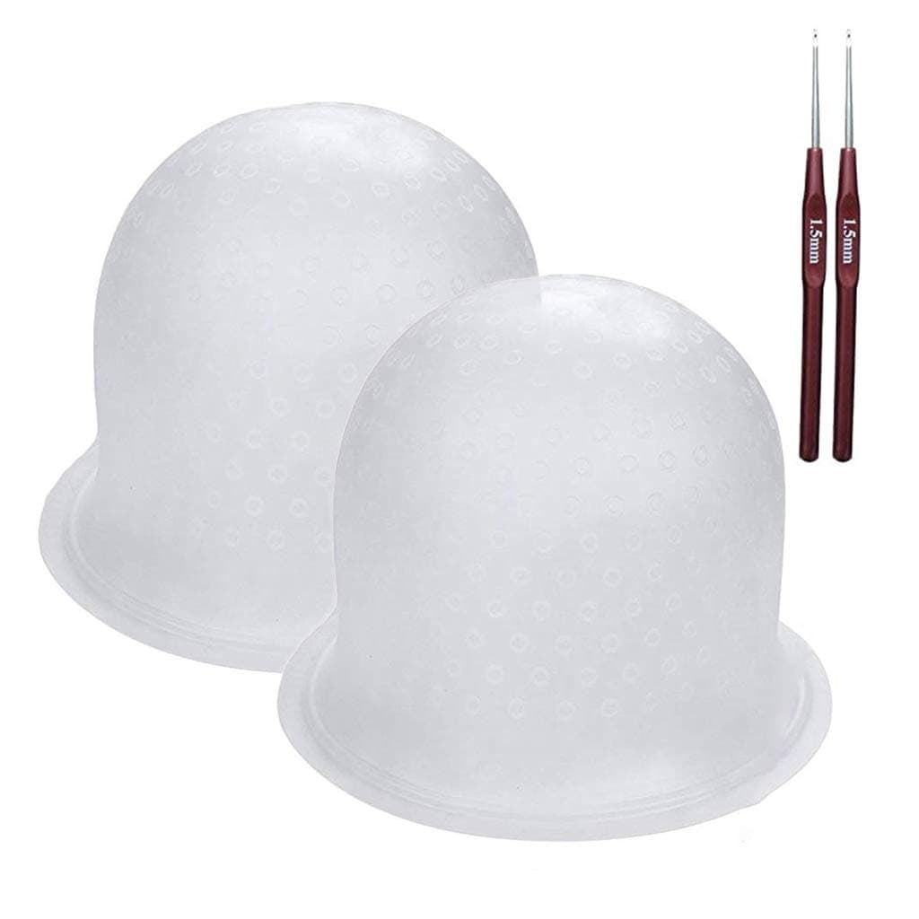 Highlight Caps with Coloring Hair Hook 2 Packs, Frosting Coloring Cap, Professional Salon Silicone Hairdressing Tools