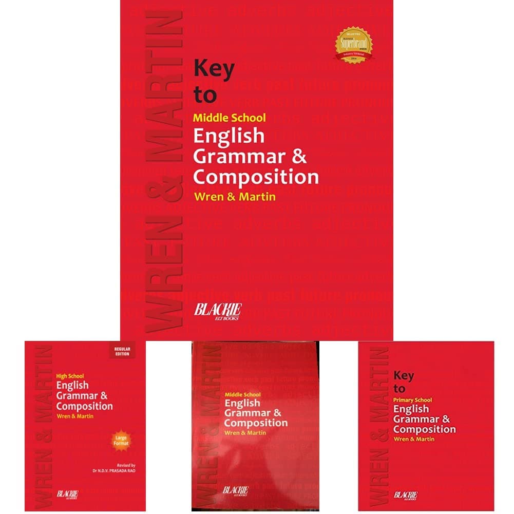 Key to Middle School English Grammar and Com&Key to Primary School English Grammar and Co&Middle School English Grammar and Compositio&Wren & Martin High School English Grammar an(Set of 4 Books) Product Bundle