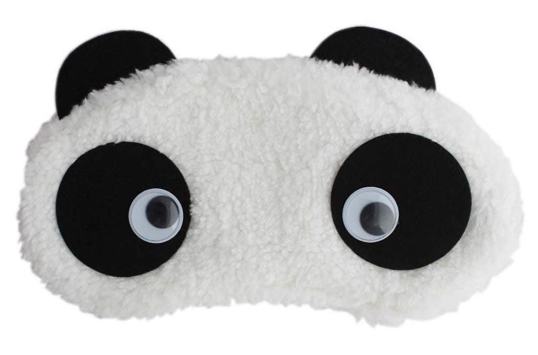 ZJT Eyes Mask for Sleeping for Boys and Girls Lovely Panda Soft Smooth Ajustable Sleep Mask(White-Blink)