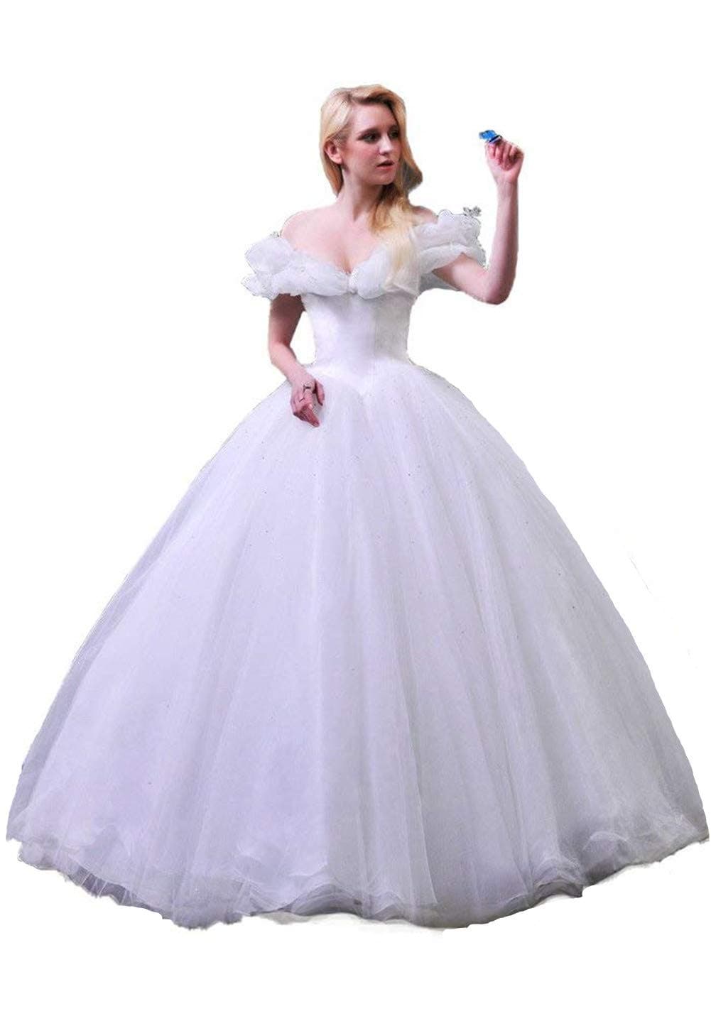Vnaix Ball Gown Royal Blue Princess Cinderella Quinceanera Dresses(2, White)