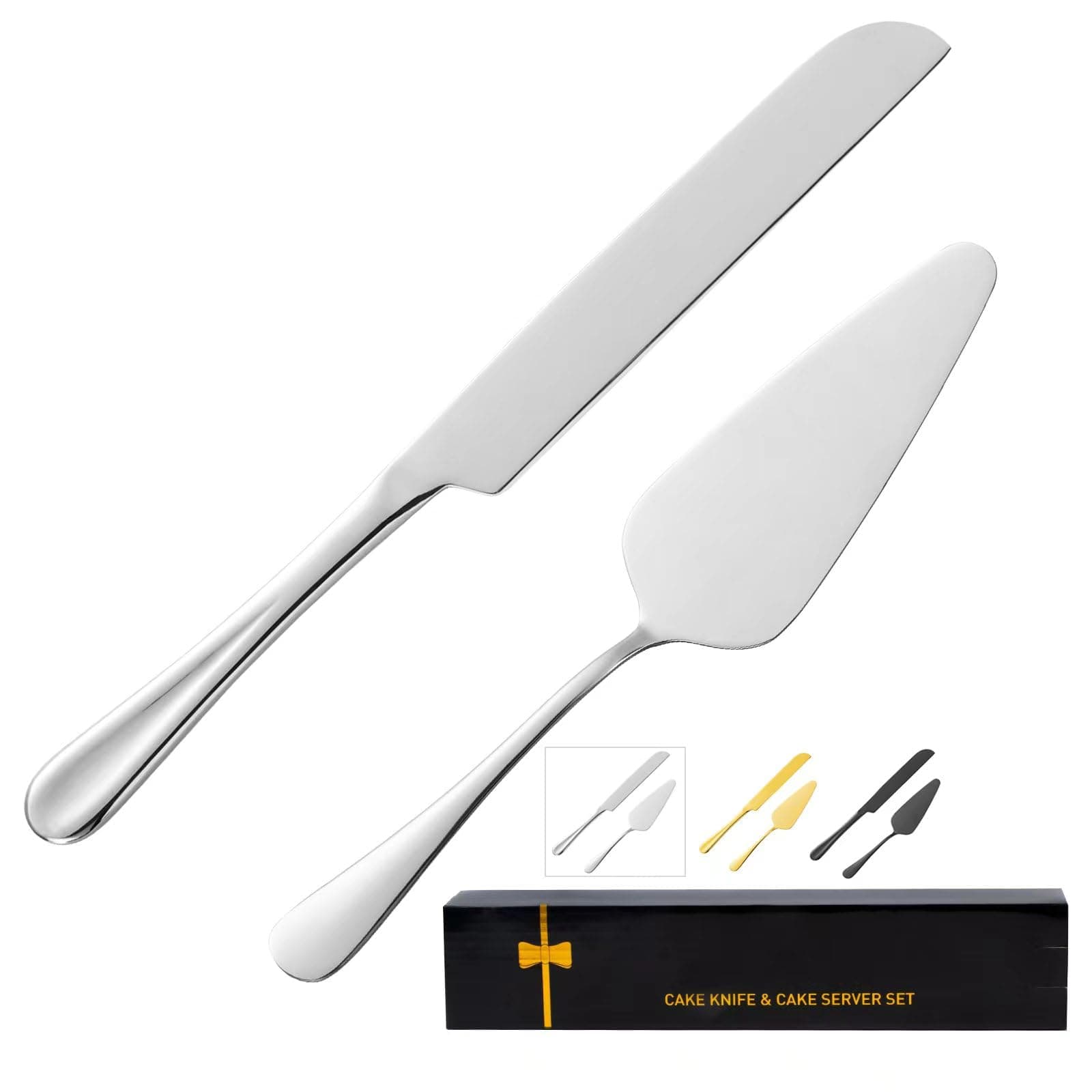 Cake Serving Set, Cake Pie Pastry Servers, Stainless steel Cake Knife and Server Set Perfect For Birthday, Wedding, Parties and Events (Silver)