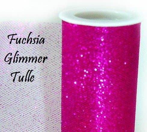 Wedding GLITTER Tulle Roll 6in x 30ft FUCHSIA Sparkling Tulle (10 yards)