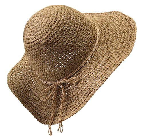 Women Fashion Summer Straw hat Sun hat Folding Travel Beach Cap (1201# Light Coffee)