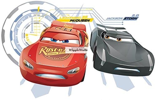 8 Inch Lightning McQueen Verses Jackson Storm Wall Decal Sticker Disney Pixar Cars 3 Movie Removable Peel Self Stick Adhesive Vinyl Decorative Art Room Home Decor Kids Room Racing Decor 8.5 by 7 inch