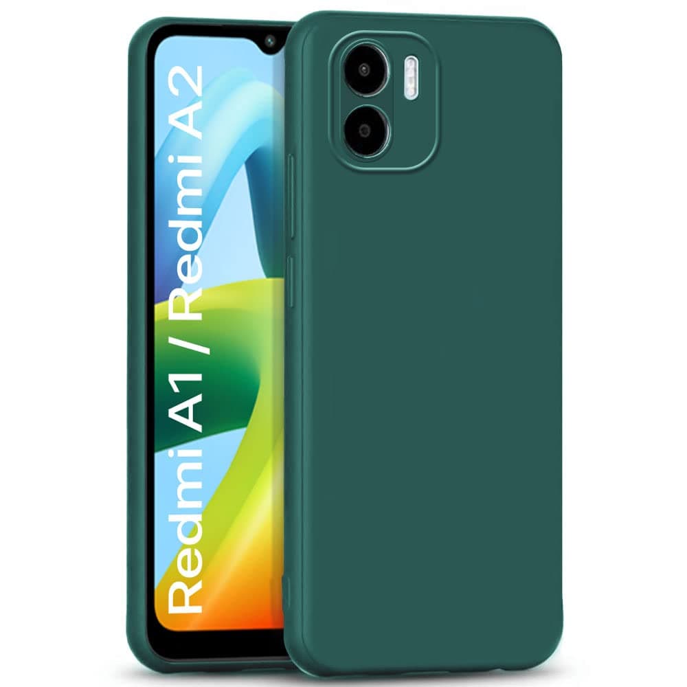 WOW IMAGINE Back Cover for Xiaomi Mi Redmi A1 | Redmi A2 | Ultra Slim Soft Rubberised Case | Inner Velvet Fabric Lining | Matte Silicone Flexible Mobile Case | Camera Protection - Green