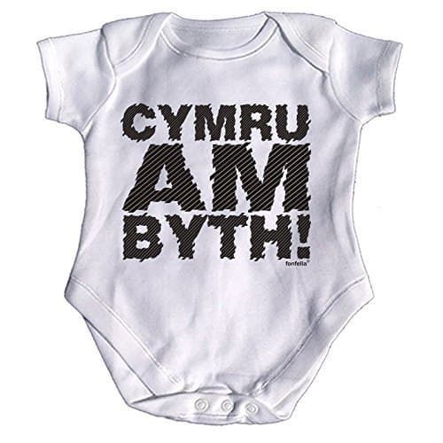 Baby Cymru AM Byth ! Babygrow (0-3 Months Short Sleeve - White) Newborn Gift Christening Present babyshower Ideas Funny Presents babygrows Girl Clothing Gifts
