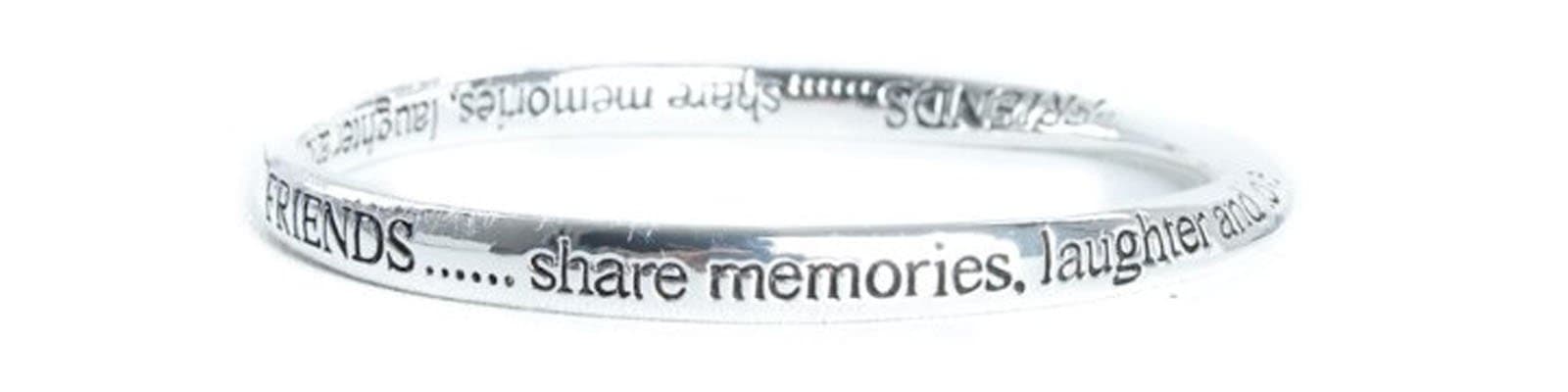 Equilibrium Silver Plated Bangle - Friends...Share Memories Laughter And Love