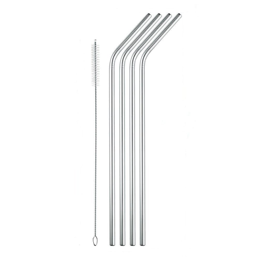 Extra Long Stainless Steel Drinking Straws, Set of 4, Cleaning Brush Included.