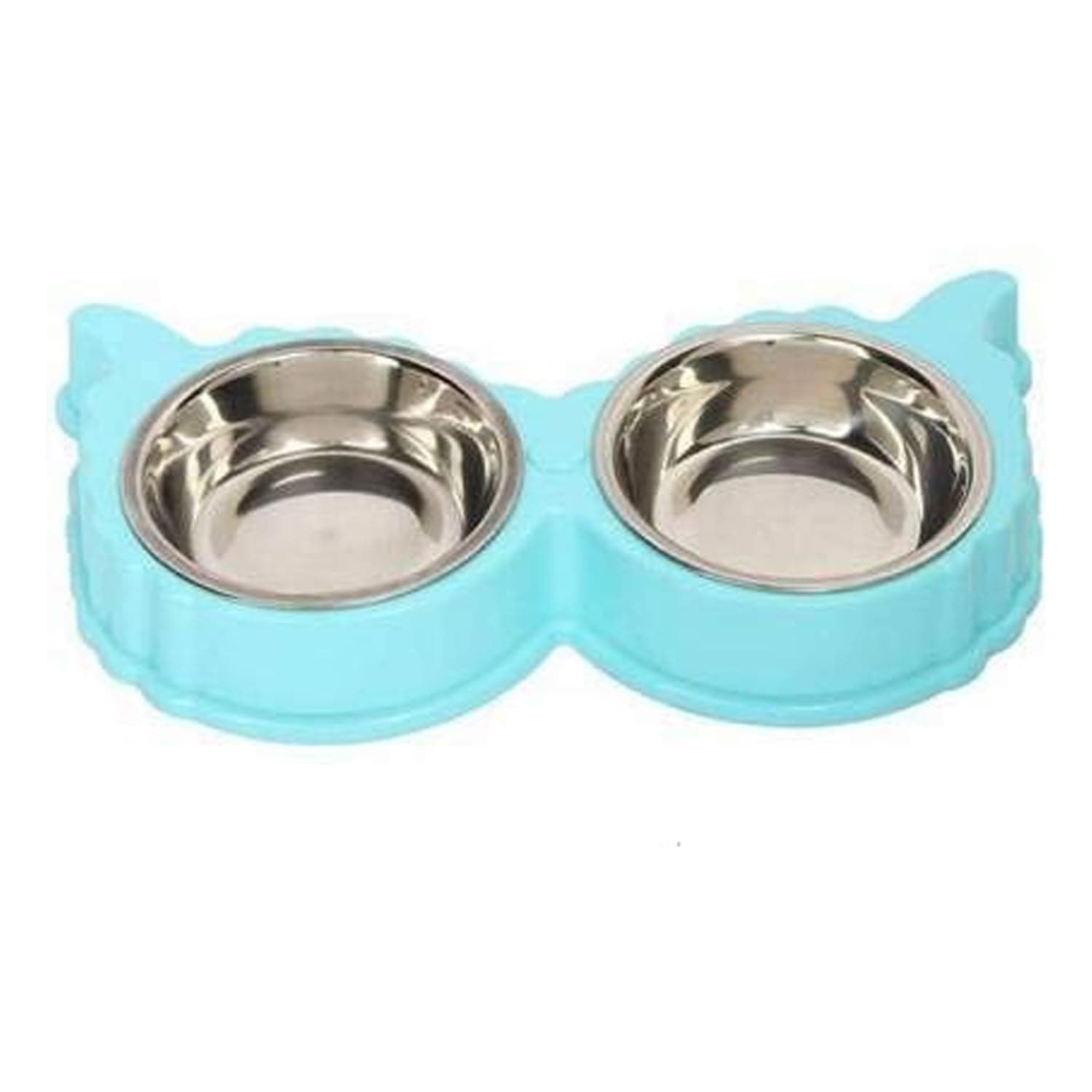 Emily Pets Bowls Medium Size Double Dog Bowl Stainless Steel Water Food Bowls Feeder Solution for Dogs Cats Pet Supplies Blue