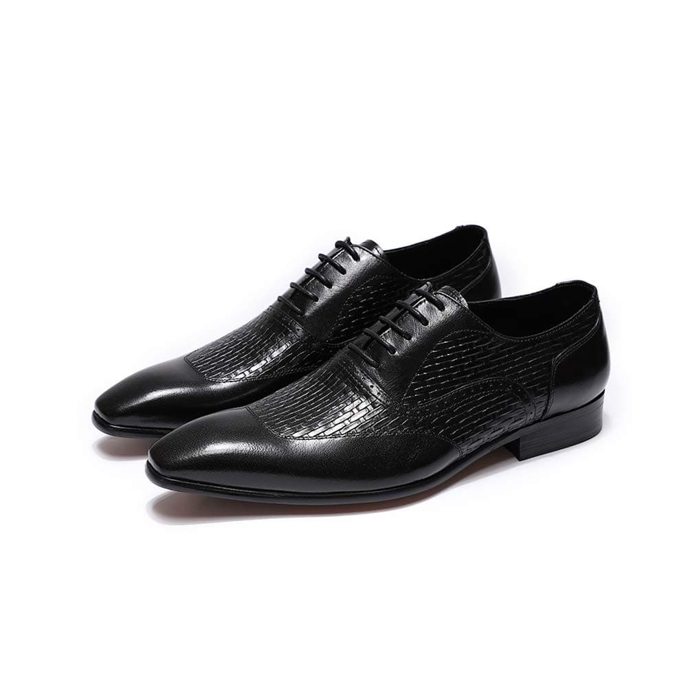 Felix Chu Mens Dress Shoes Black Oxfords Wedding Office Luxury Italian Genuine Leather Lace-Up Formal Shoes