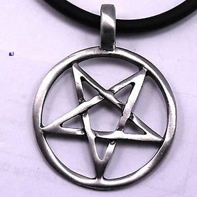 INVERTED STAR PENTAGRAM Pewter Pendant Necklace Choker
