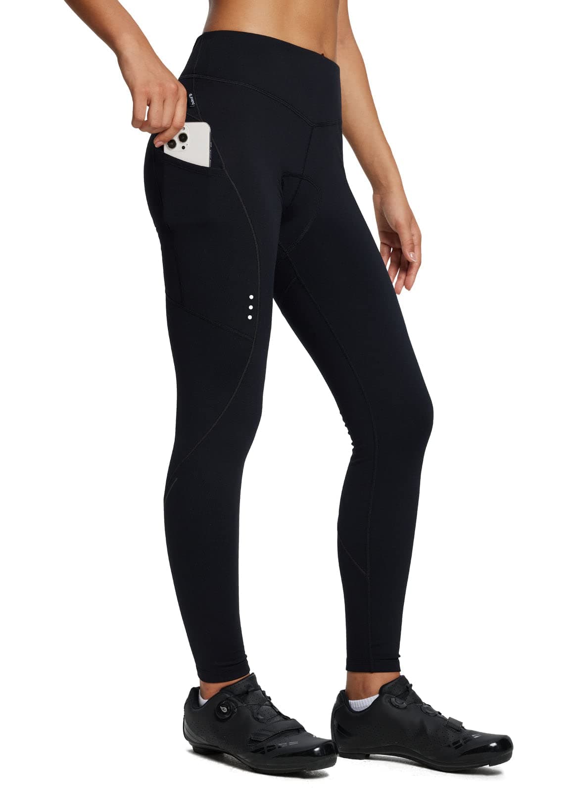 Womens Winter Cycling Pants Padded Bike Thermal Tights Fleece Lined Leggings Water Resistant Cold Weather Gel Pockets