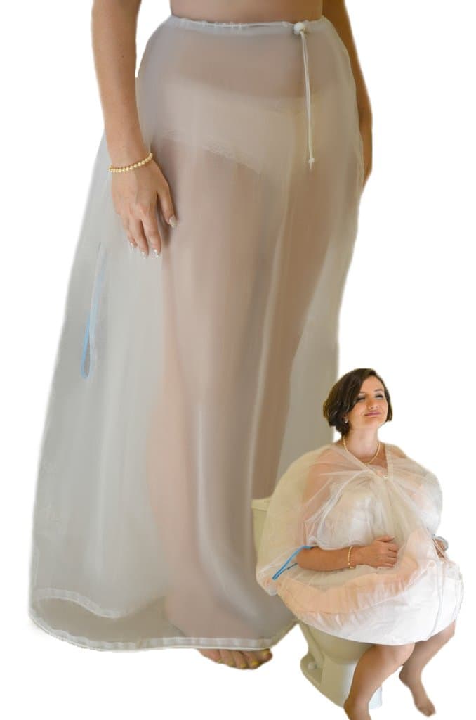 Bridal Buddy -sheer lightweight Bridal Slip that helps brides use the bathroom on their own (Petite)