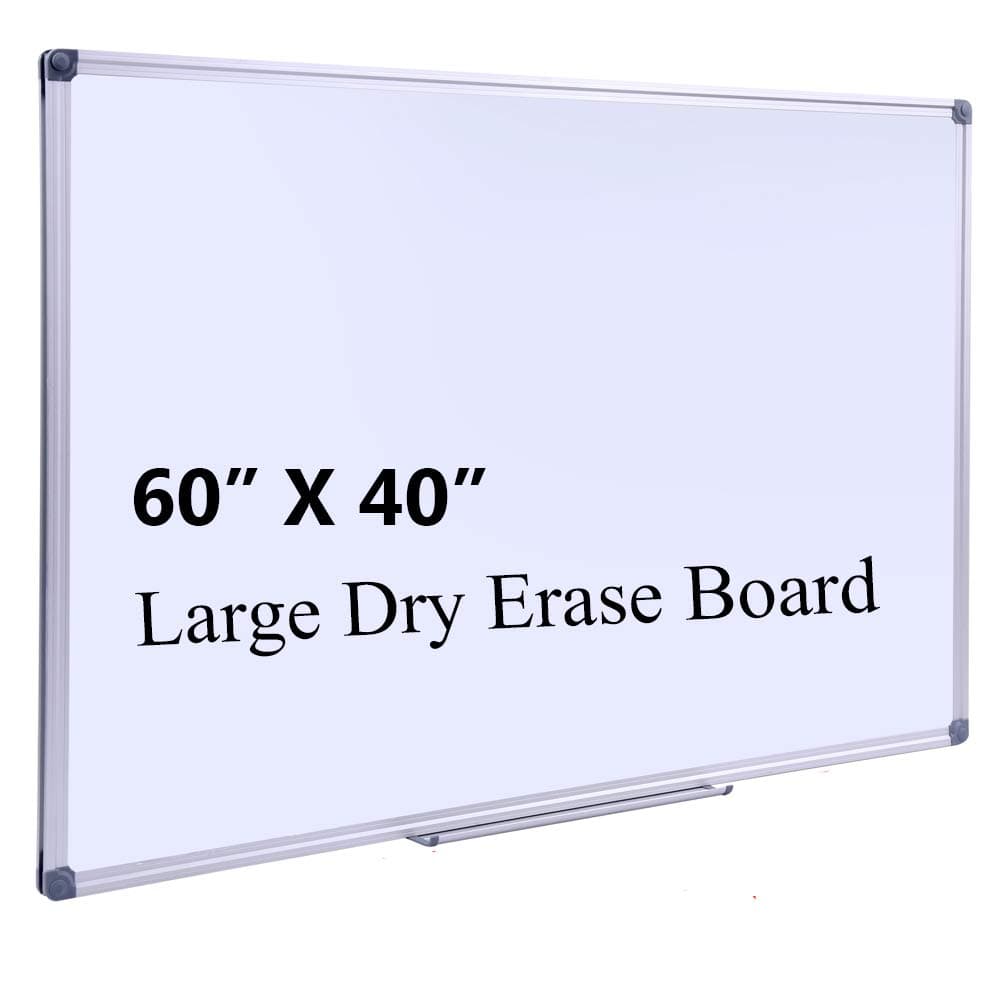 60" x 40" Magnetic Dry Erase Whiteboard with Pen Tray | Large Wall Mounted Aluminum Frame White Board for Office, Classroom & Home | Premium Presentation Board with Smooth Writing Surface