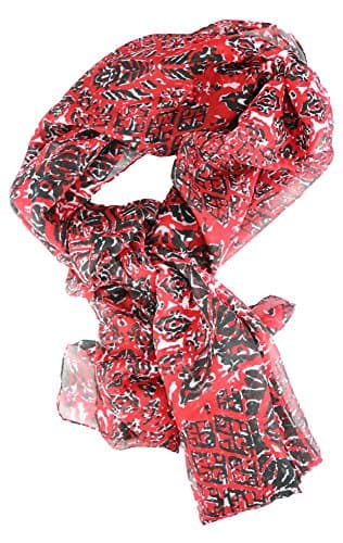 Cejon Ethnic Impressions Print Fashion Designer Scarf/Wrap (80" x 20", Red)