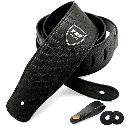 Guitar Strap for Electric Guitar, Acoustic Guitar and Bass, Includes 2 Strap Locks, 1 Leather-made Guitar Strap Button, Best for Guitar Players