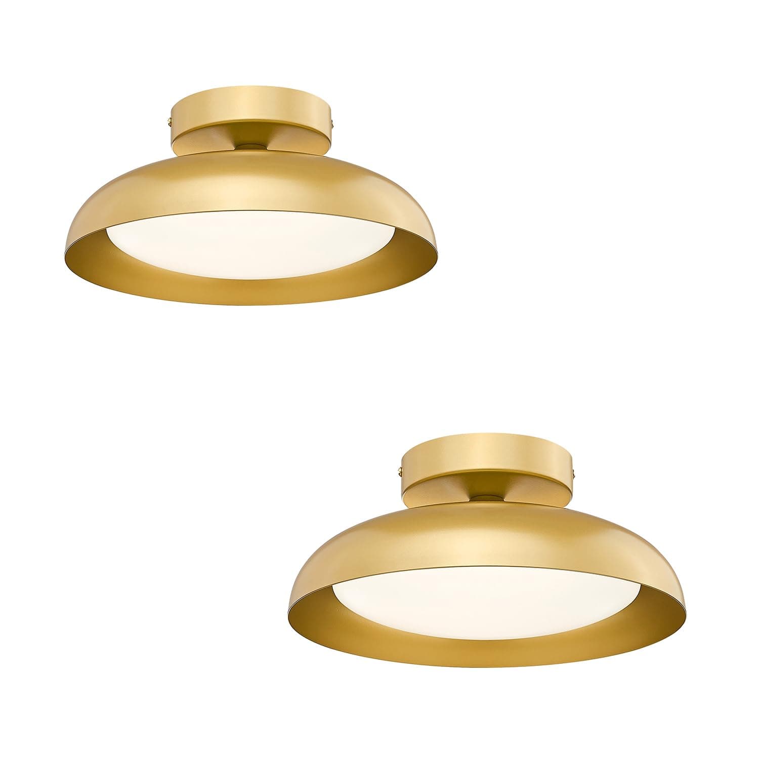 kudos Gold Ceiling Light 2PK, 12 Inch LED Semi Flush Mount Ceiling Light Fixture, 12W/700Lm Ceiling Lights for Kitchen, Bathroom, Hallway, 3000K/4000K/6000K Adjustable,KDCL01-GD-2PK