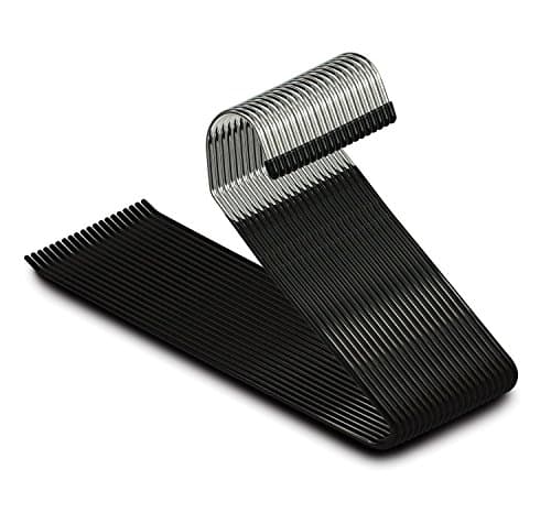 Elio Premium 20 Pack Slack Pant Hangers Trousers Jean Hangers, Heavy Duty, Anti-Rust Open Ended Pants Easy Slide Pants Organizers, Non-Slip Chrome and Black Friction