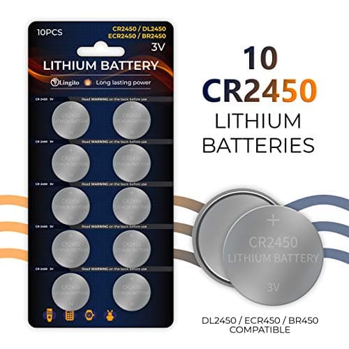 Pack of 10 Lithium Coin Cell| CR2450 Button Coin Cell Size| Lightweight, High Voltage and High Energy Density| 3V Power and 3 Years Shelf Life| for Calculators, Toys, Watches & More!