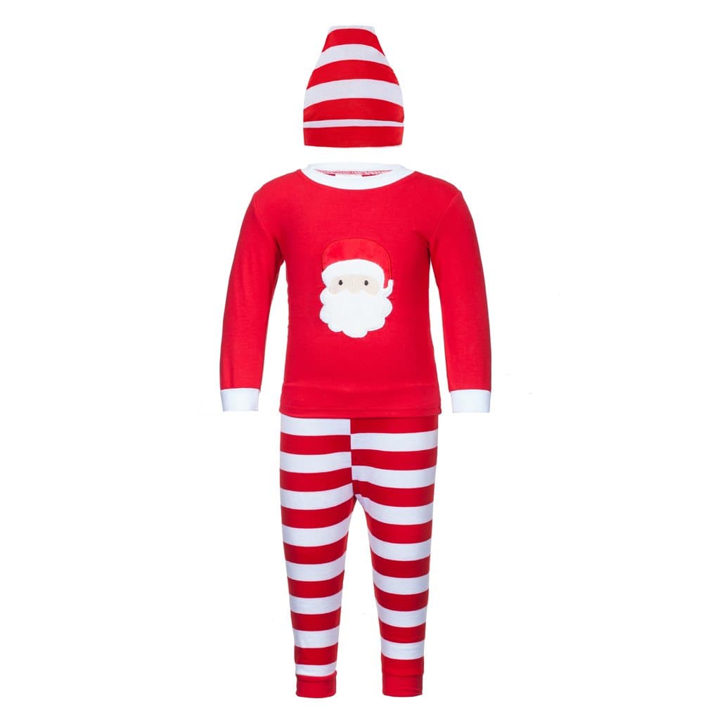 Adoy (70% Kids Unisex Xmas Pajamas Sets Tshirt+Pant+Hat Sleep Suit (80(12-18Months), Red)