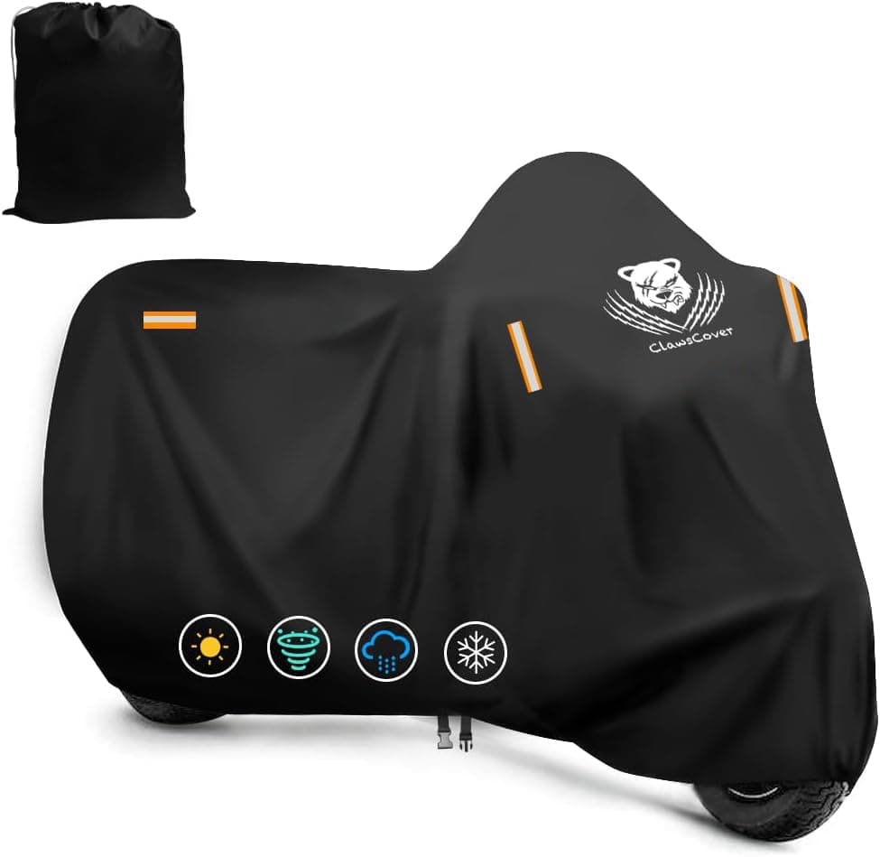 Motorcycle Covers Waterproof Outdoor Heavy Duty Street Glide Goldwing Cruiser Touring Bike Cover Fit for Harley Davidson Honda Indian Yamaha, All Weather Protection,116" Lx 47.2" Wx55 H-ClawsCover
