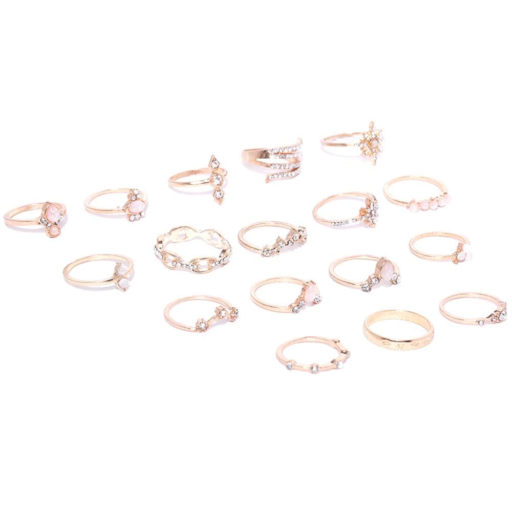 Jewels Galaxy Stylish Vintage Floral Designs Silver Plushy Rings for Women/Girls (Mixed Sizes)