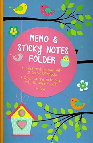 Memo & Sticky Notes Folder: Cute Birds: Small Folder Containing 7 Sticky Notepads, a Tear-Off Lined Writing Pad, and Gel Pen Misc. Supplies – 30 Nov. 2016