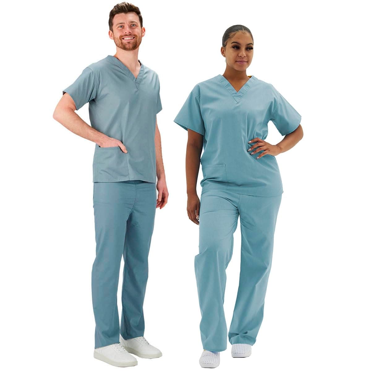 Interweave Healthcare Performance Scrub Set Medical Uniform Unisex Polycotton Reversible Scrubs Top & Trousers With Pockets In 6 Colours