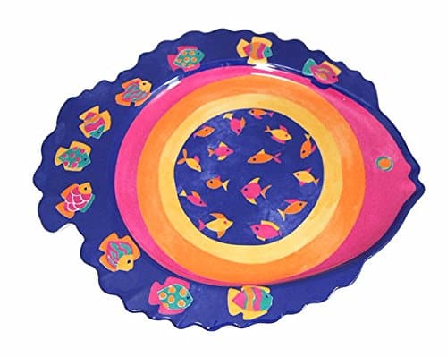 Fish Shaped Melamine Plate Dish For Fruit,Dessert Platter Tray Dish Kitchen Dining Fruit,Dessert,Snack,Dinner (Set of 2)